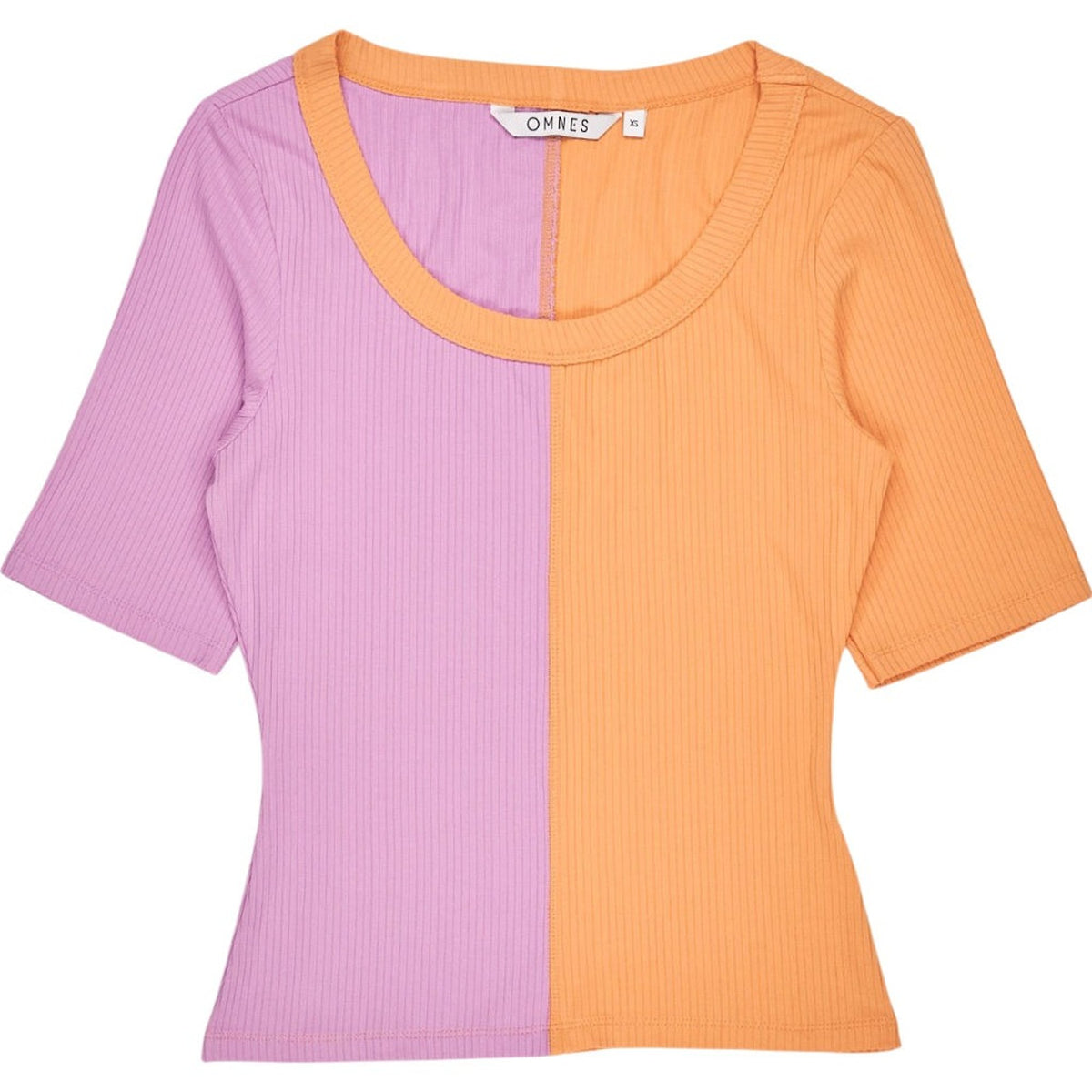 Omnes Orange Purple Ribbed Top
