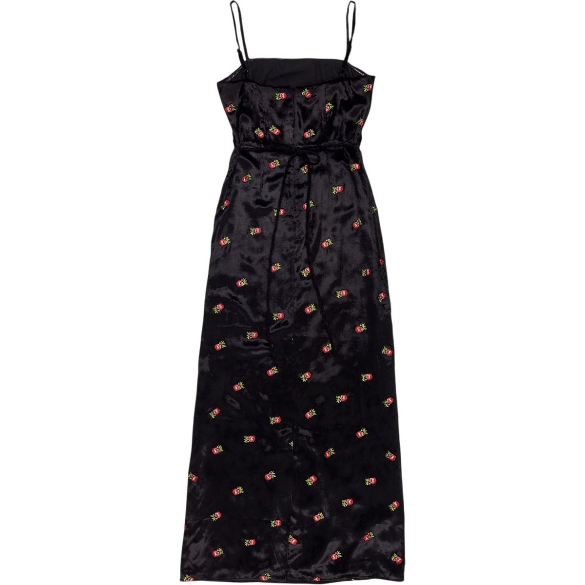 OMNES Black Embroidered Slip Dress