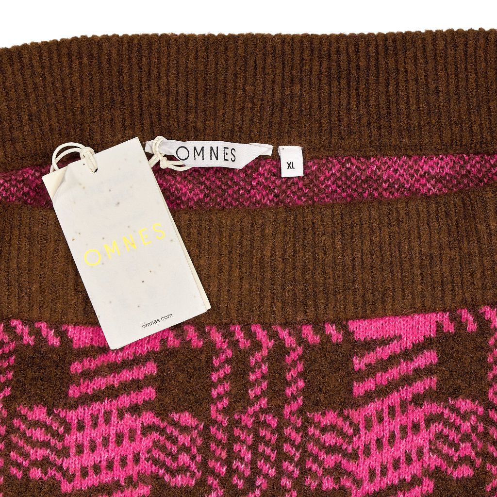 OMNES Magenta Brown Emma Checked Skirt Size XL