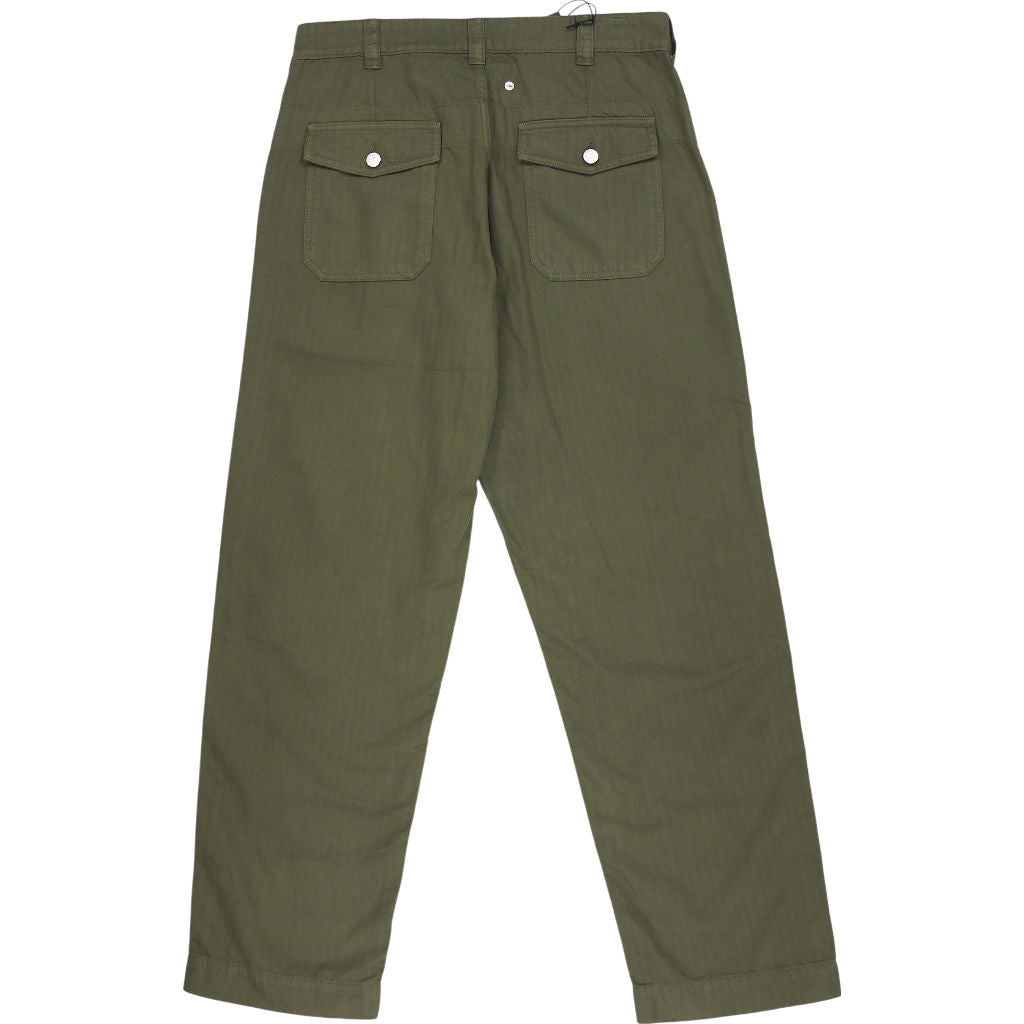 Drakes Olive Herringbone Fatigue Pants W 33"