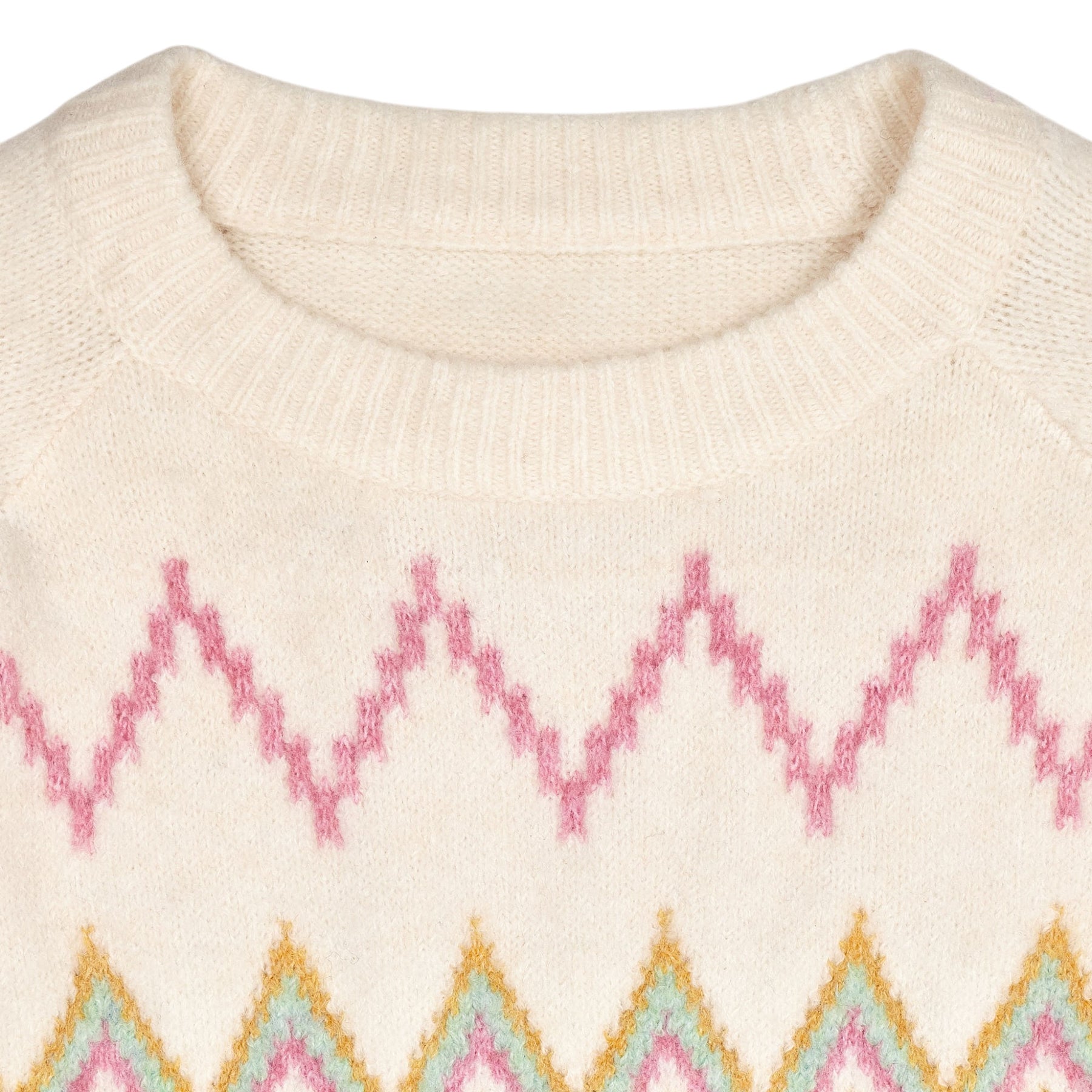 OMNES Cream Multi Zigzag Knit Jumper