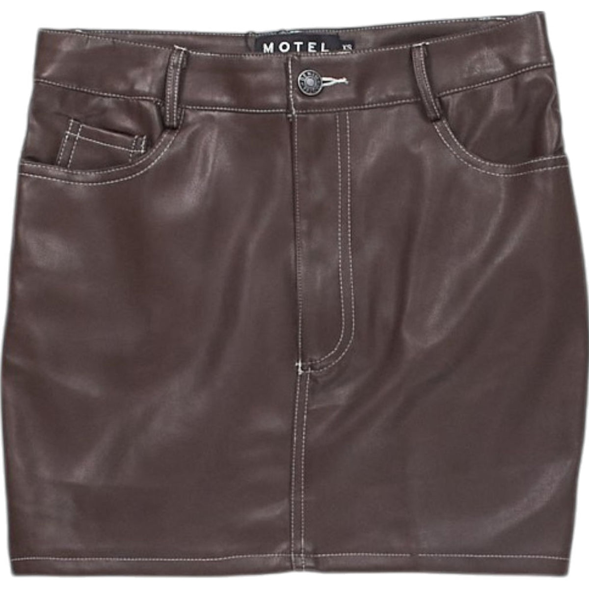 Motel Chocolate PU Mini Skirt