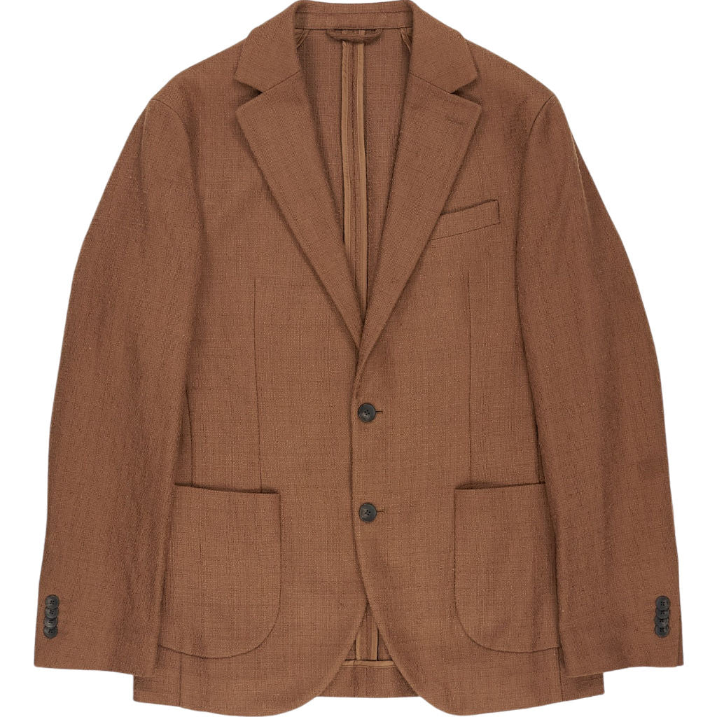 Moss Brown Textured Blazer Coat