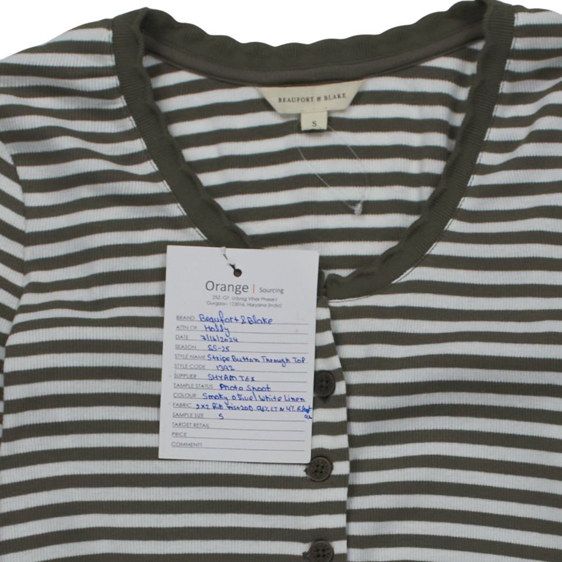 Beaufort & Blake Stripe Button Top