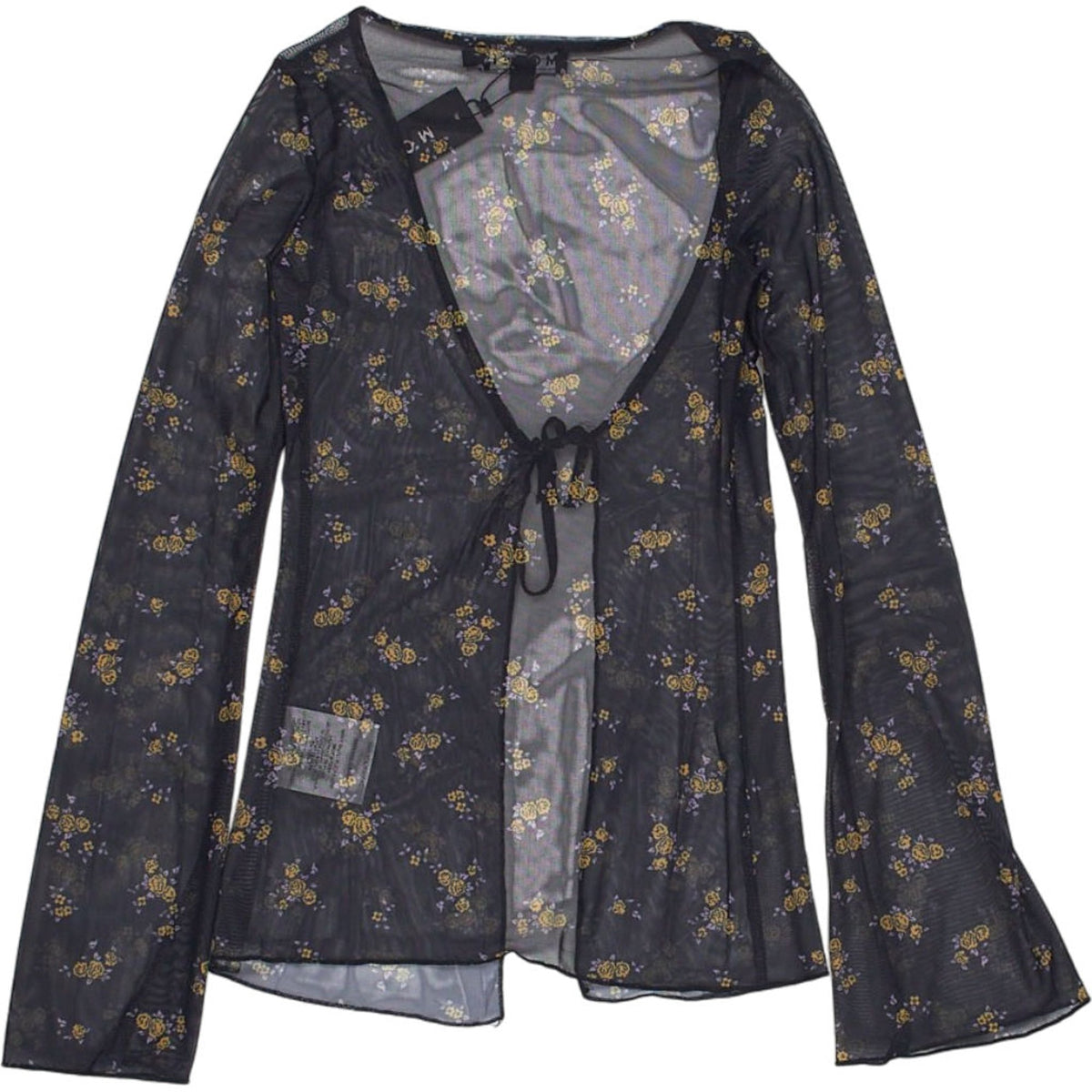 Motel Black Floral Sheer Cardigan