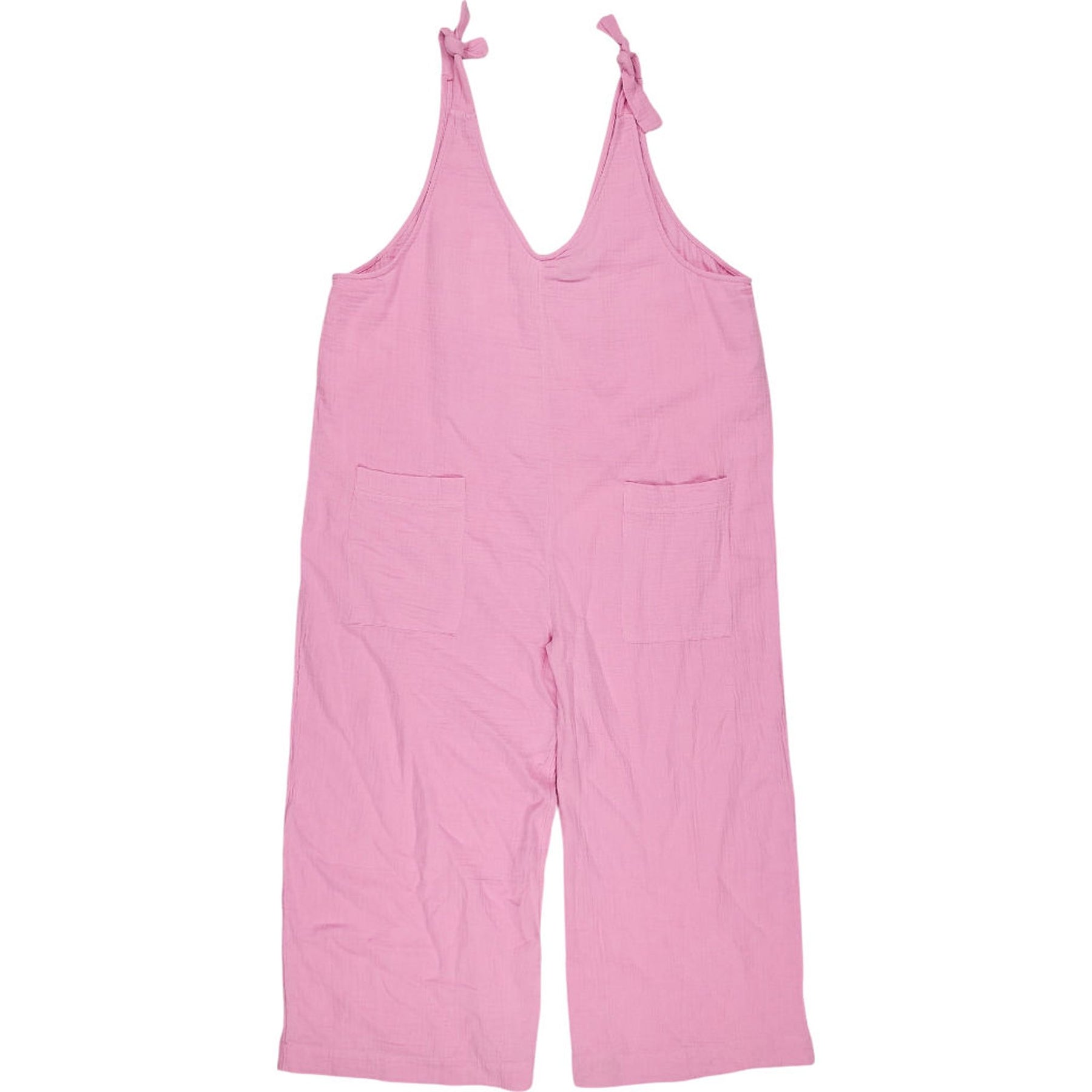 NRBY Pink Crinkle Cotton Jumpsuit