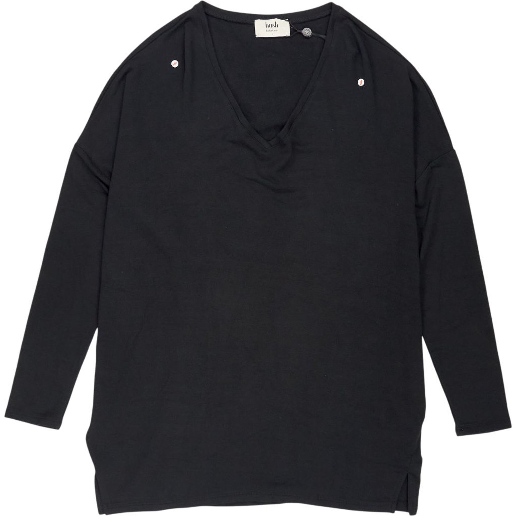 Hush Black V Neck Wide Jersey Top