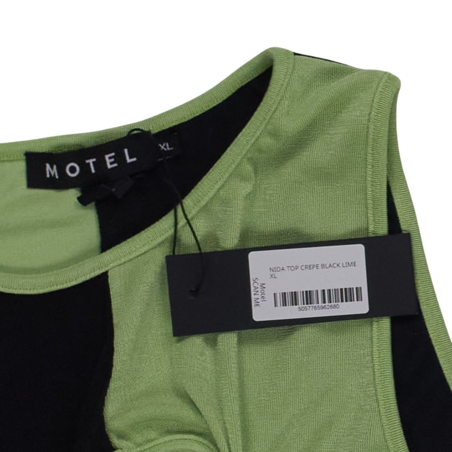 Motel Lime Black Nida Crepe Top