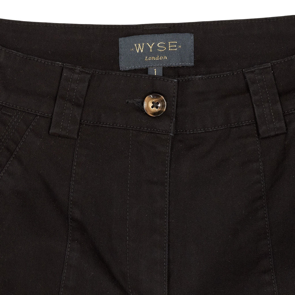 Wyse Black Cargo Trousers