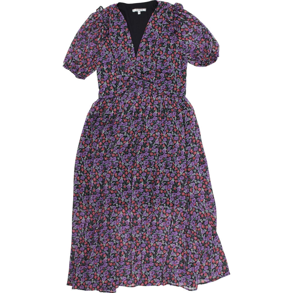 OMNES Purple Floral Midi Dress