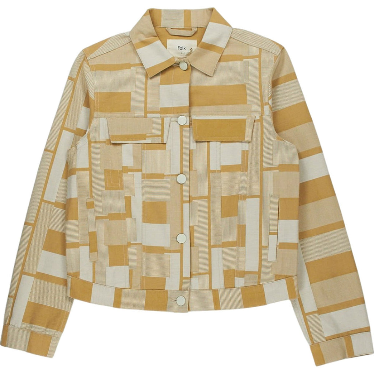 Folk Beige Geometric Print Jacket
