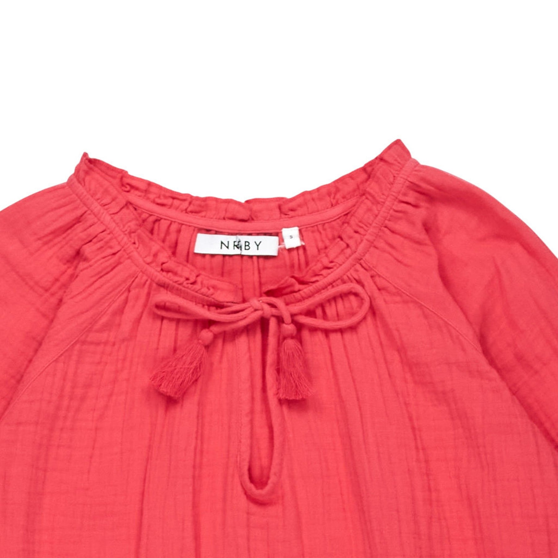 NRBY Red Crinkle Cotton Blouse