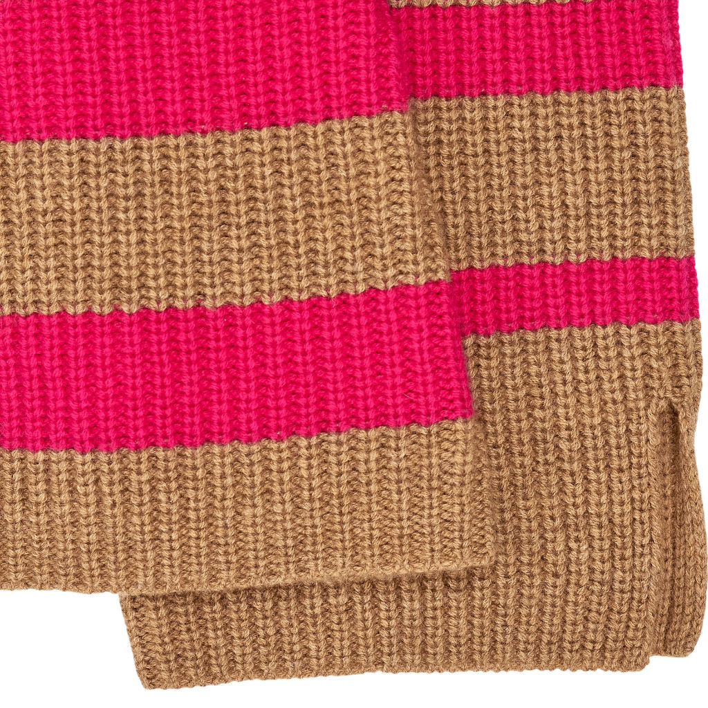 Wyse Beige Pink Stripe Knit Jumper S