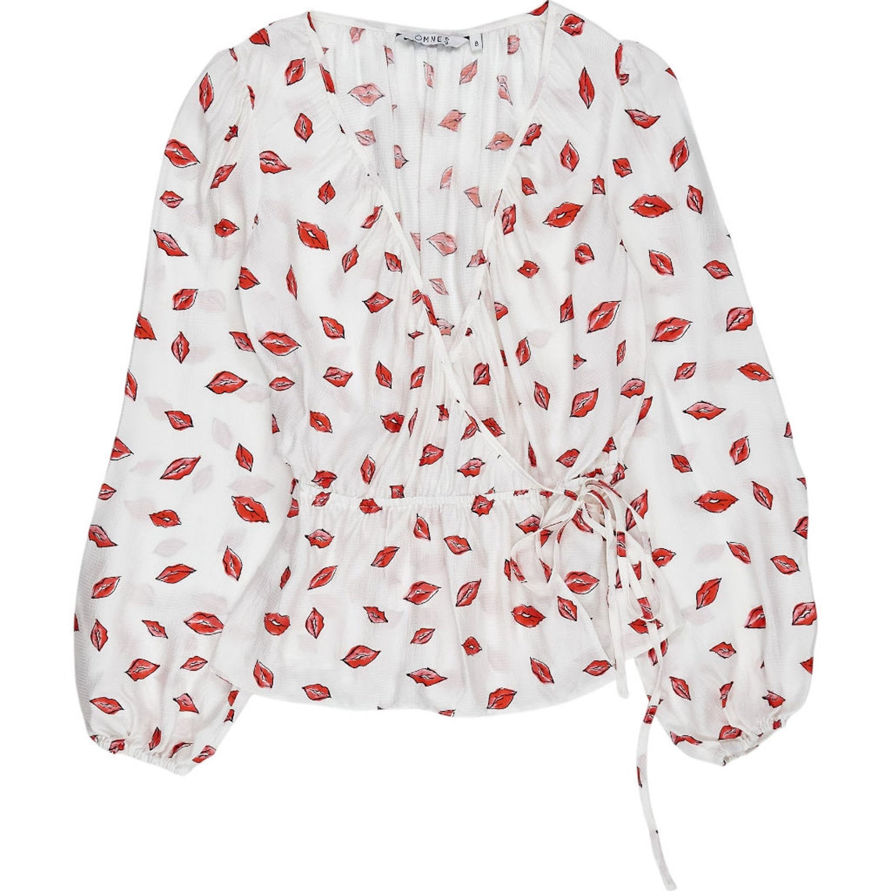 OMNES White Lip Print Blouse