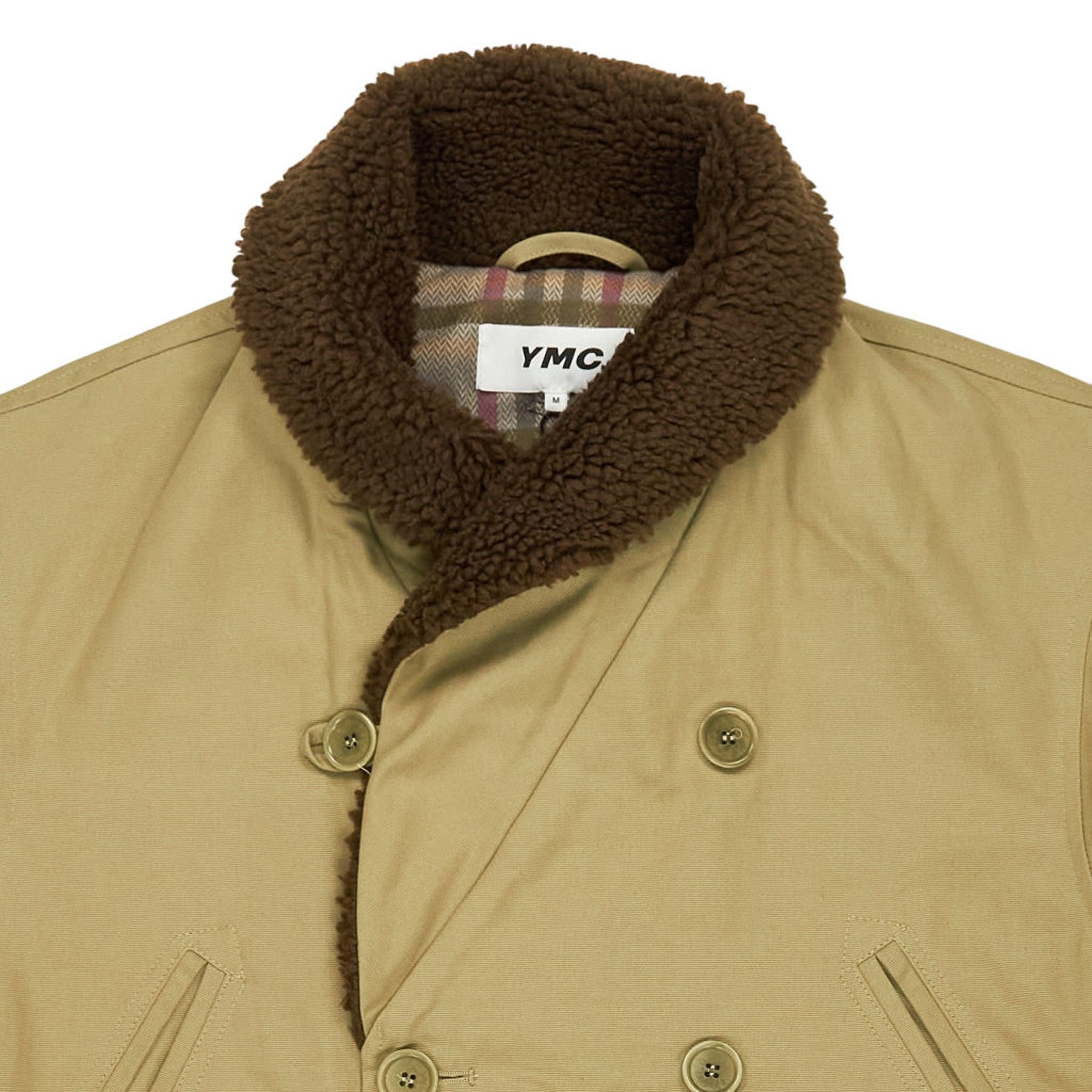 YMC Tan Shearling Collar Coat