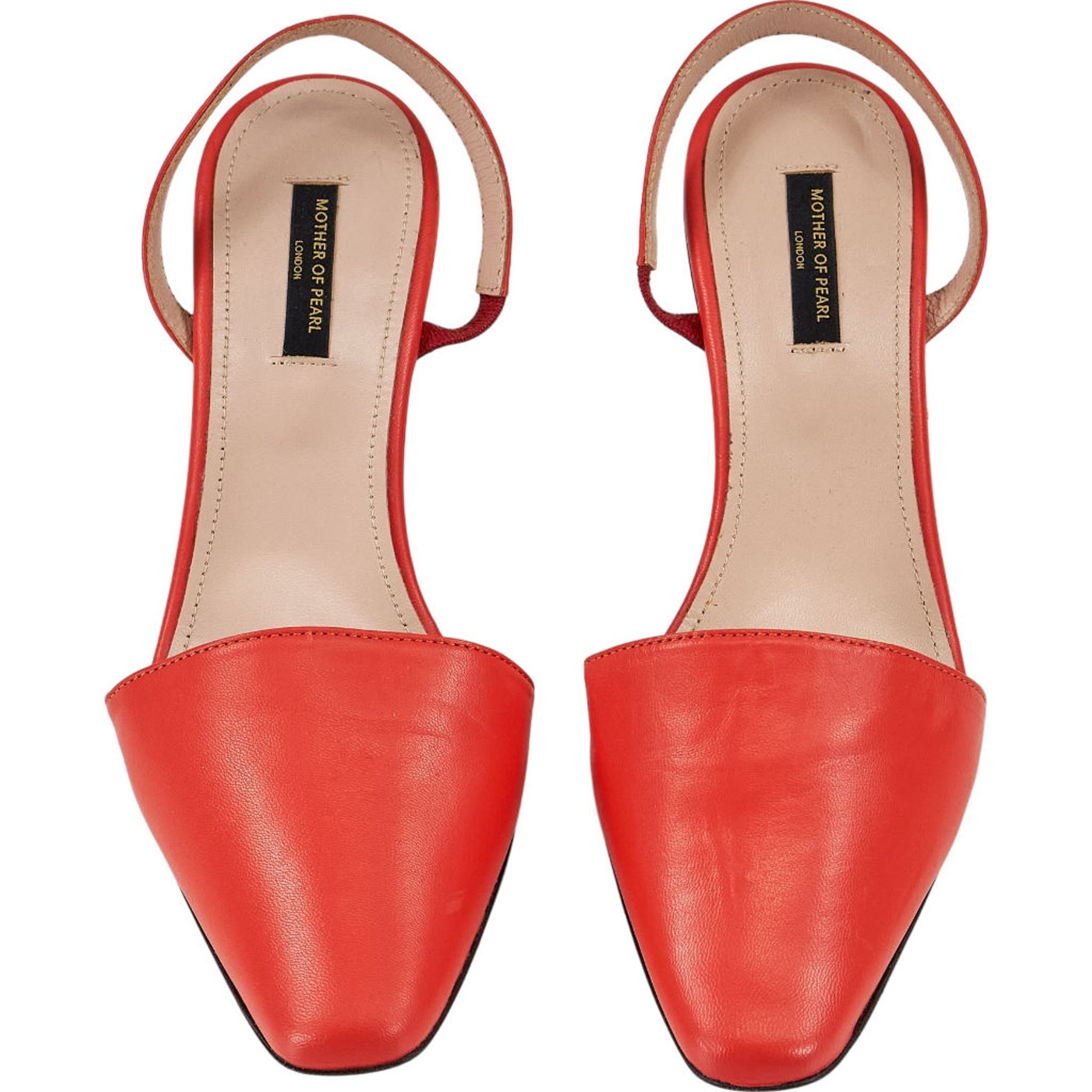 Mother of Pearl Red Slingback Heels