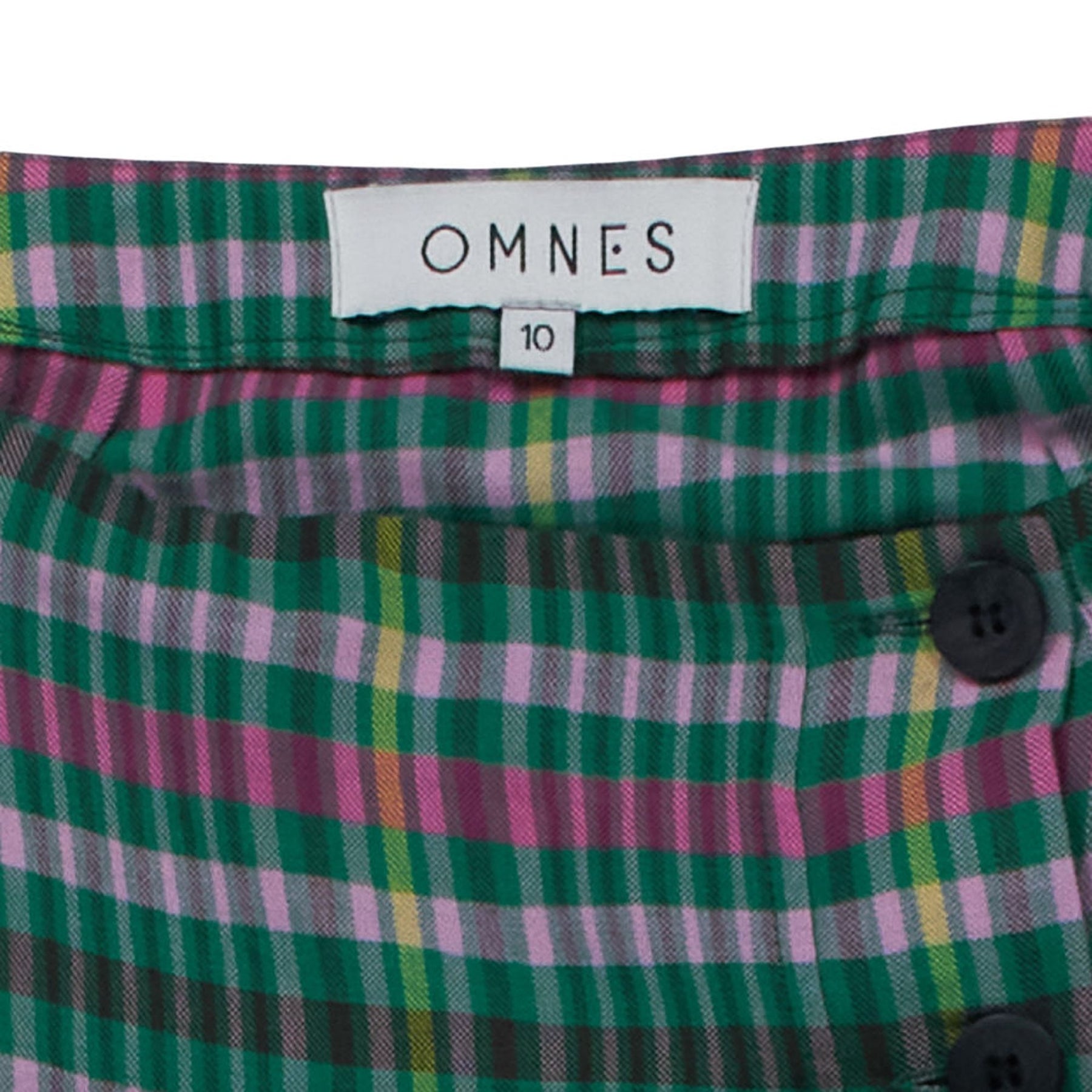 OMNES Green Plaid Midi Skirt