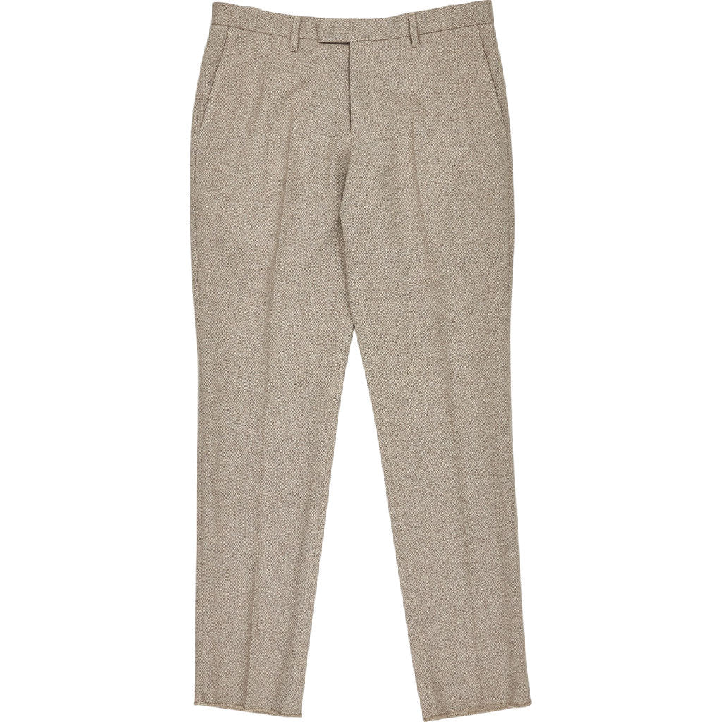 Moss Beige Herringbone Tailored Fit Trousers