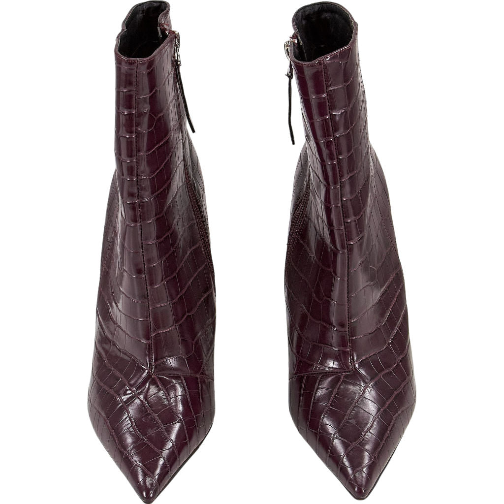 Topshop Burgundy Croc Ankle Boots EU 39