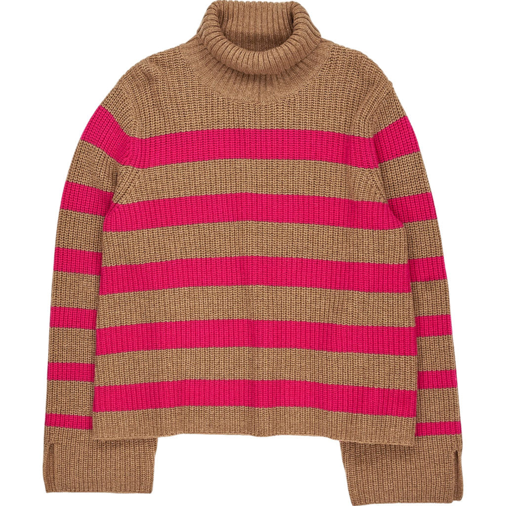 Wyse Beige Pink Stripe Knit Jumper S
