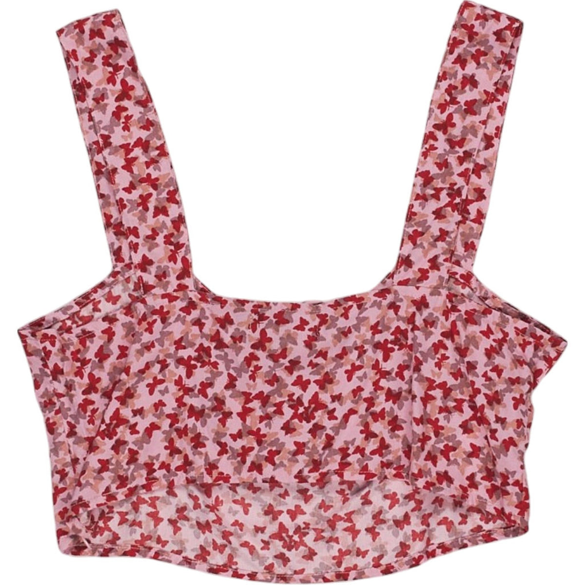 Motel Red Floral Crop Top