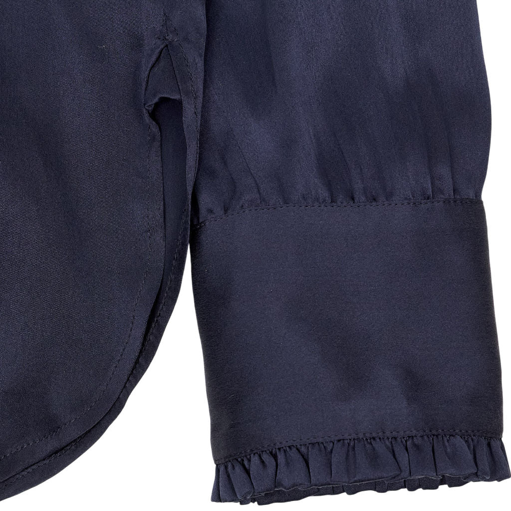Wyse Navy Silk Satin Blouse UK 8
