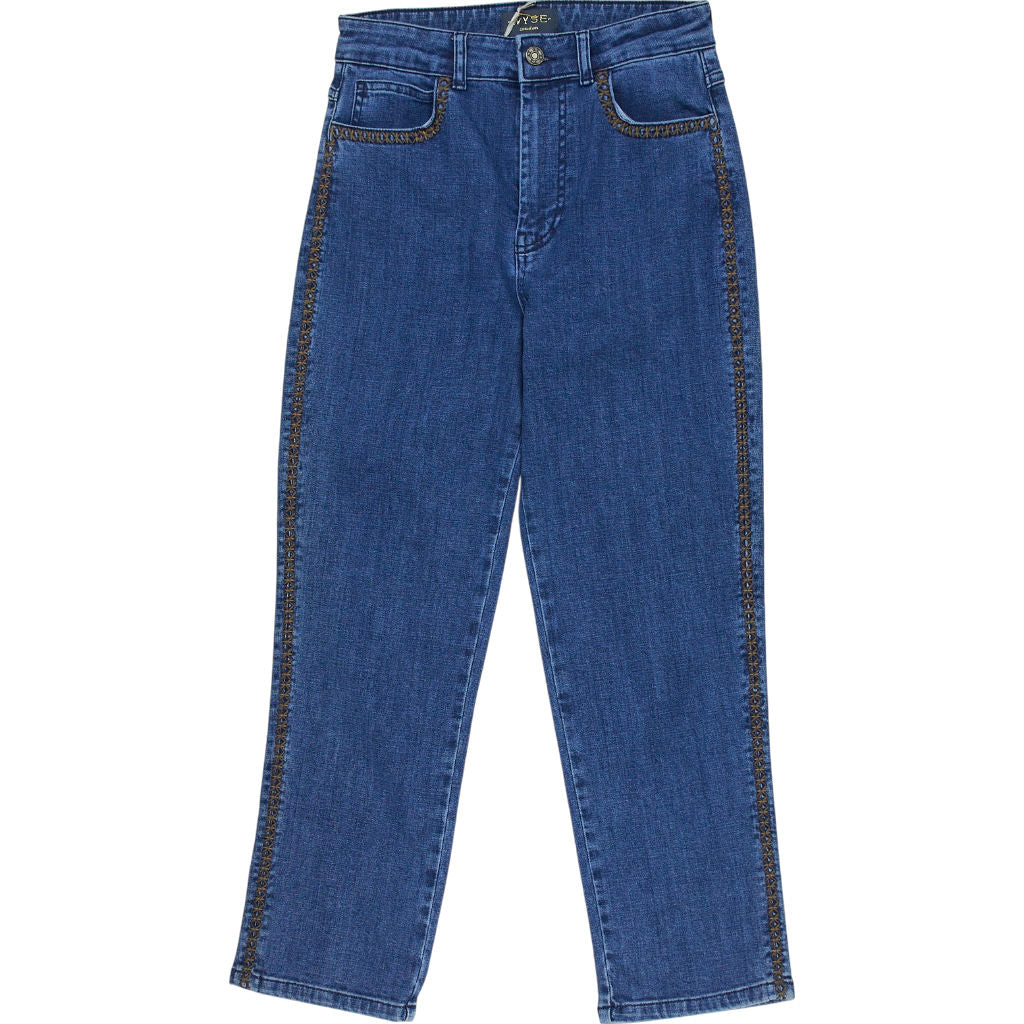 Wyse Blue Embroidered Jeans UK
