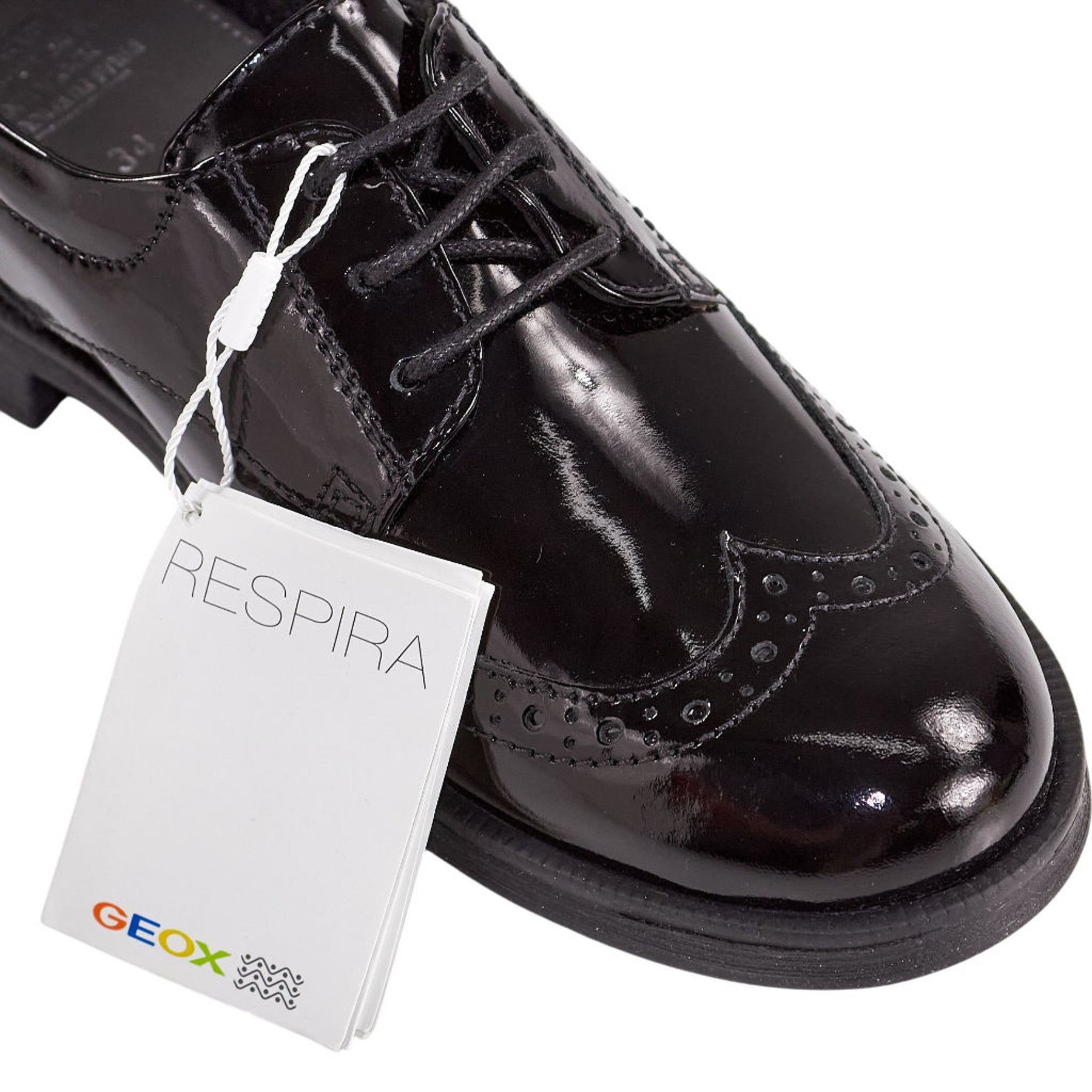Geox Black Patent Leather Brogues