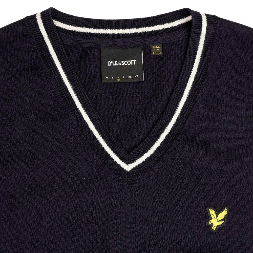 Lyle & Scott Navy Knit Argyle Sweater