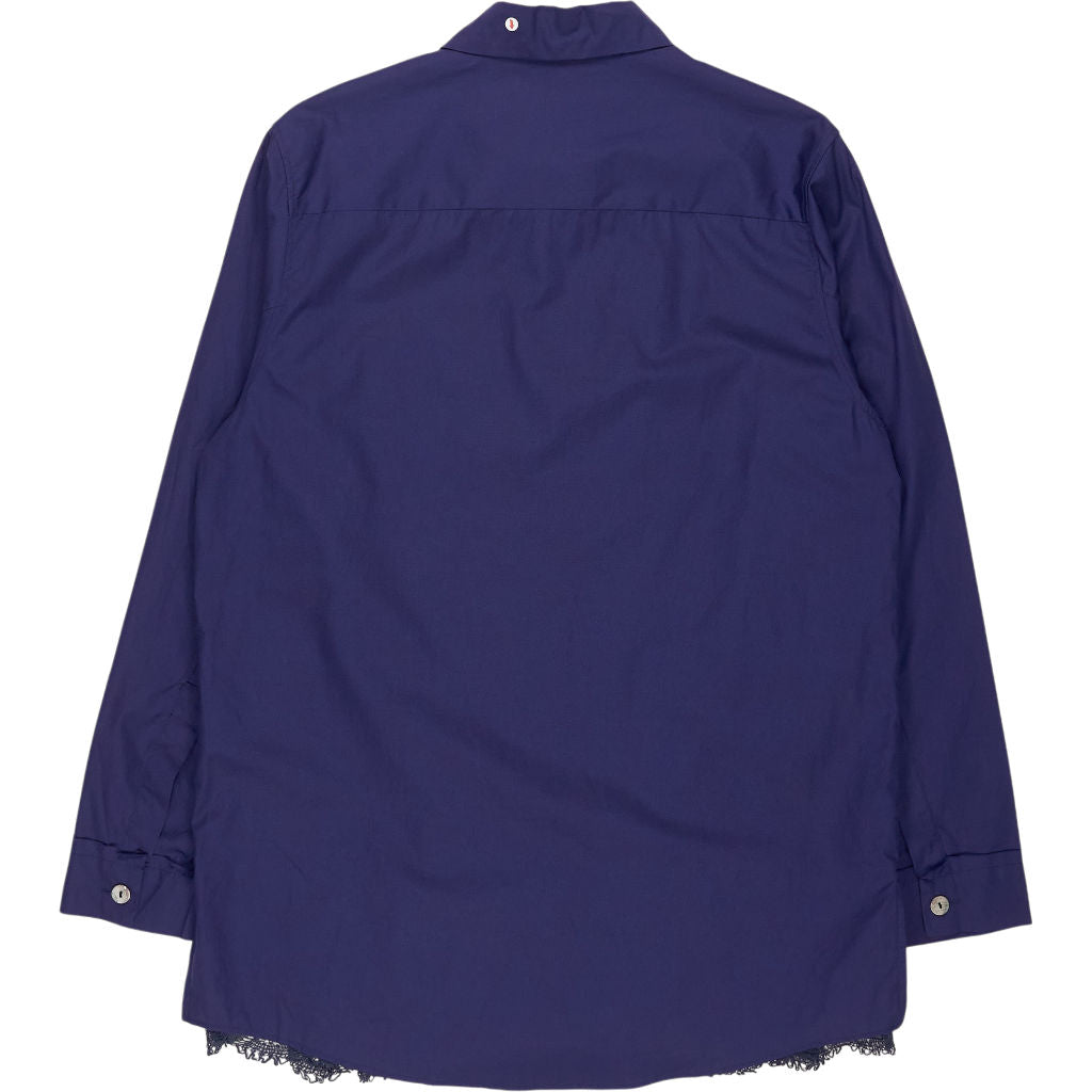 By Walid Blue Lace Hem Shirt
