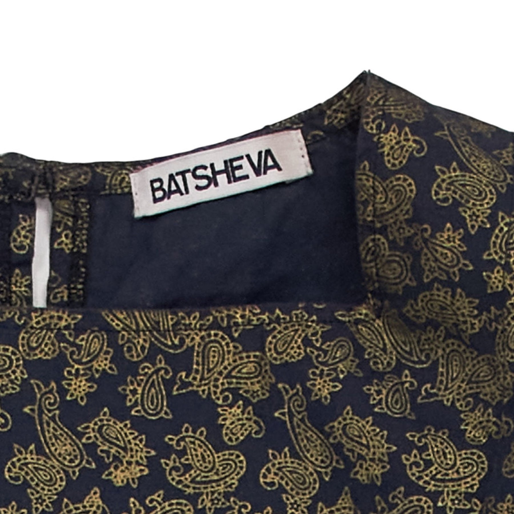 Batsheva Navy Gold Patterned Dress