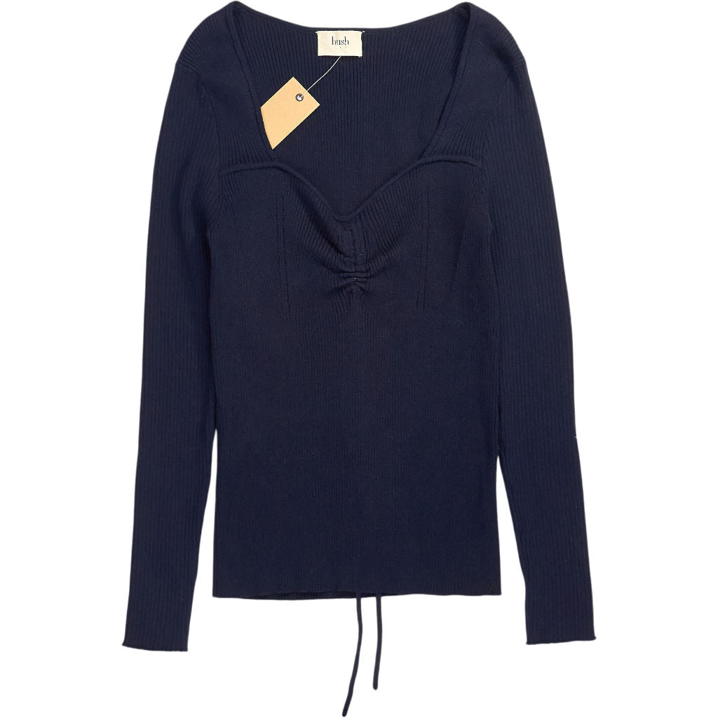 Hush Navy Ellen Ruched Halter Neck Knitted Top