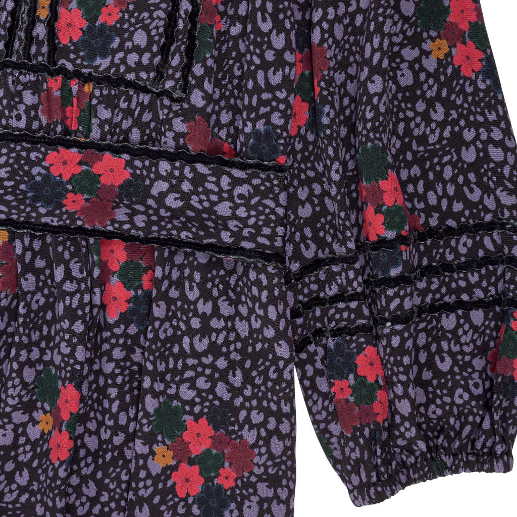 Wyse Purple Floral Ric Rac Dress UK 8