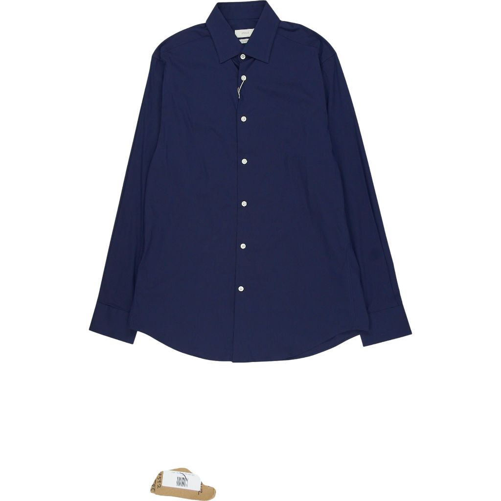 Moss Navy Tailored Fit Shirt 16.5