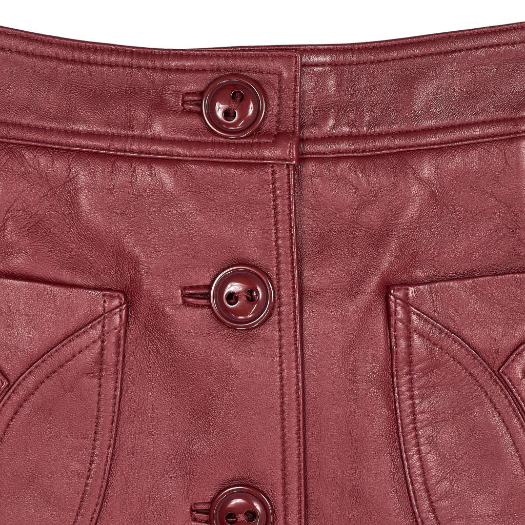 Wyse Burgundy Leather Skirt UK 8