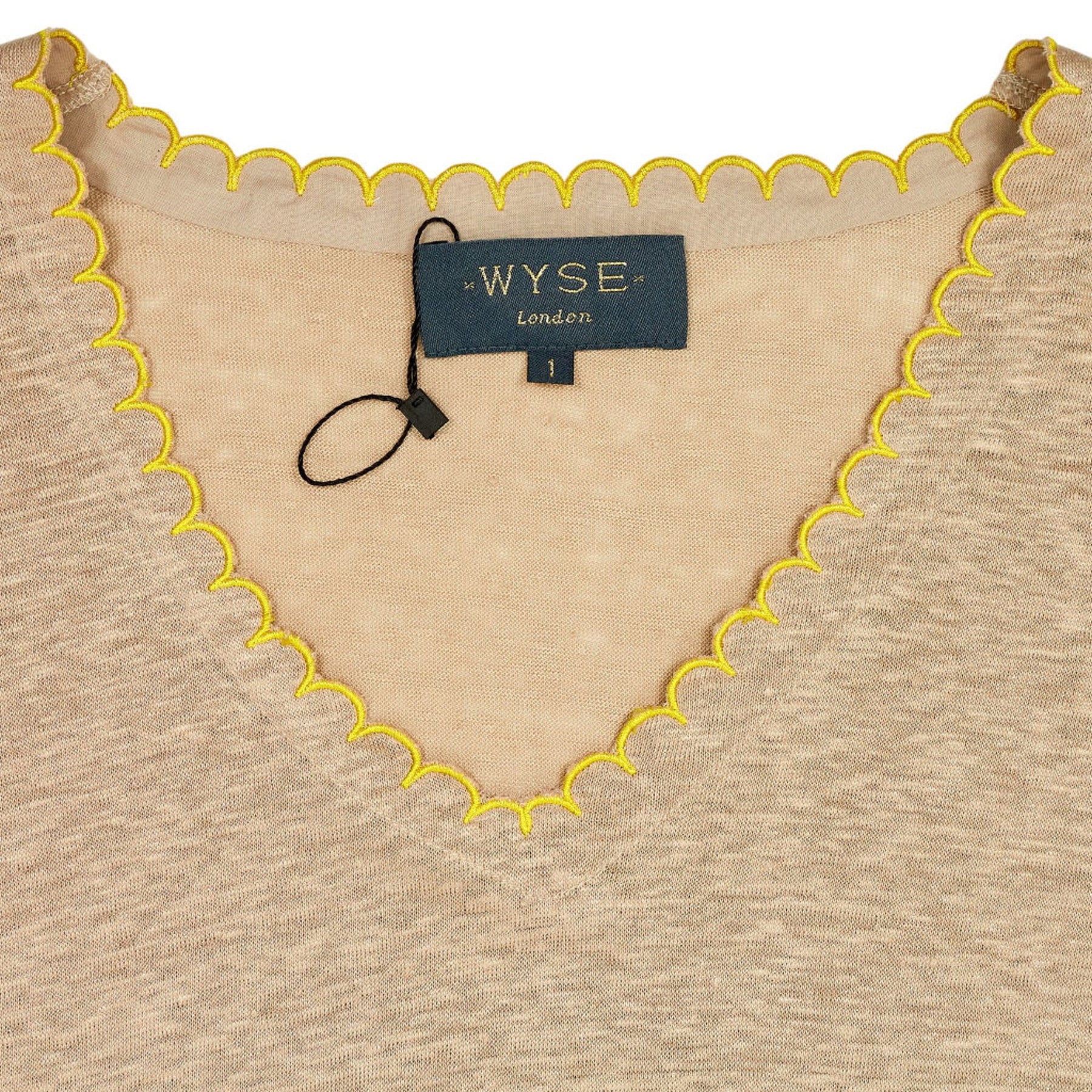 Wyse Beige Scallop Trim T-Shirt UK 8