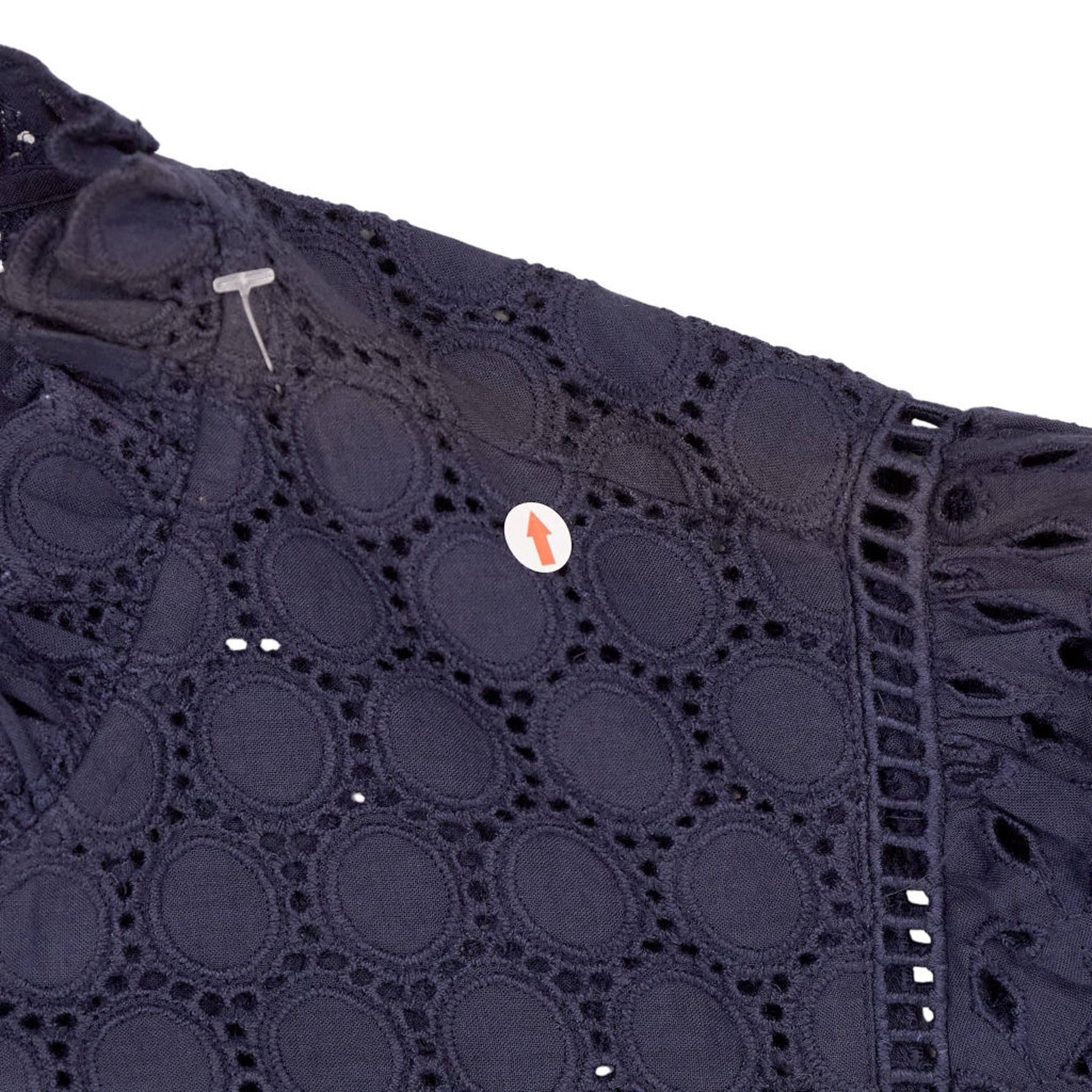 Wyse Broderie Anglais Navy Blouse