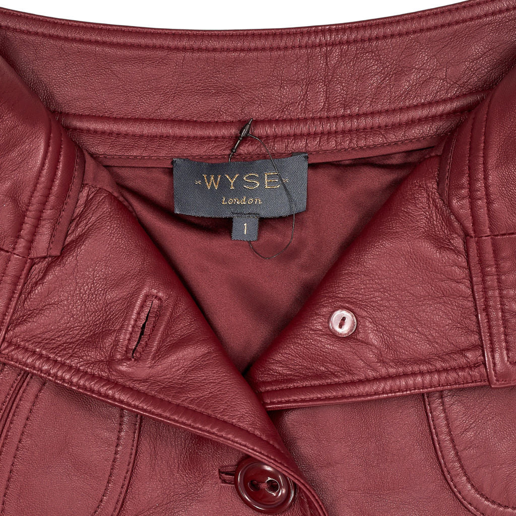 Wyse Burgundy Leather Skirt UK 8