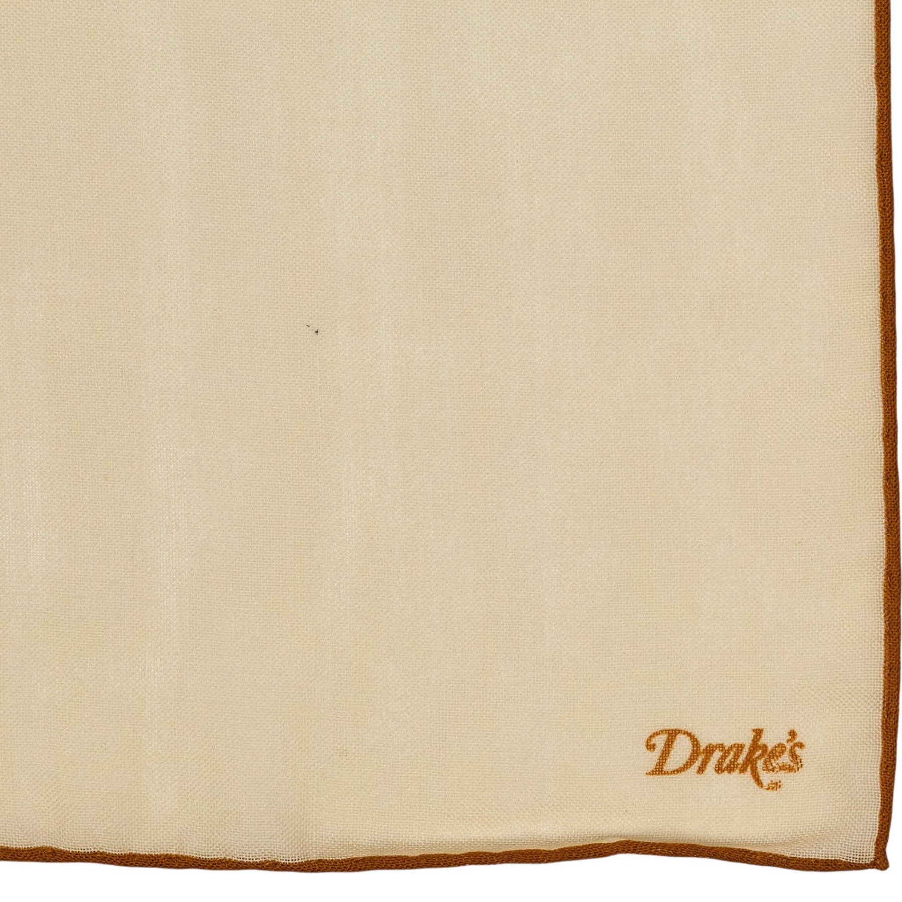 Drake's Cream Wool Silk Pocket Square