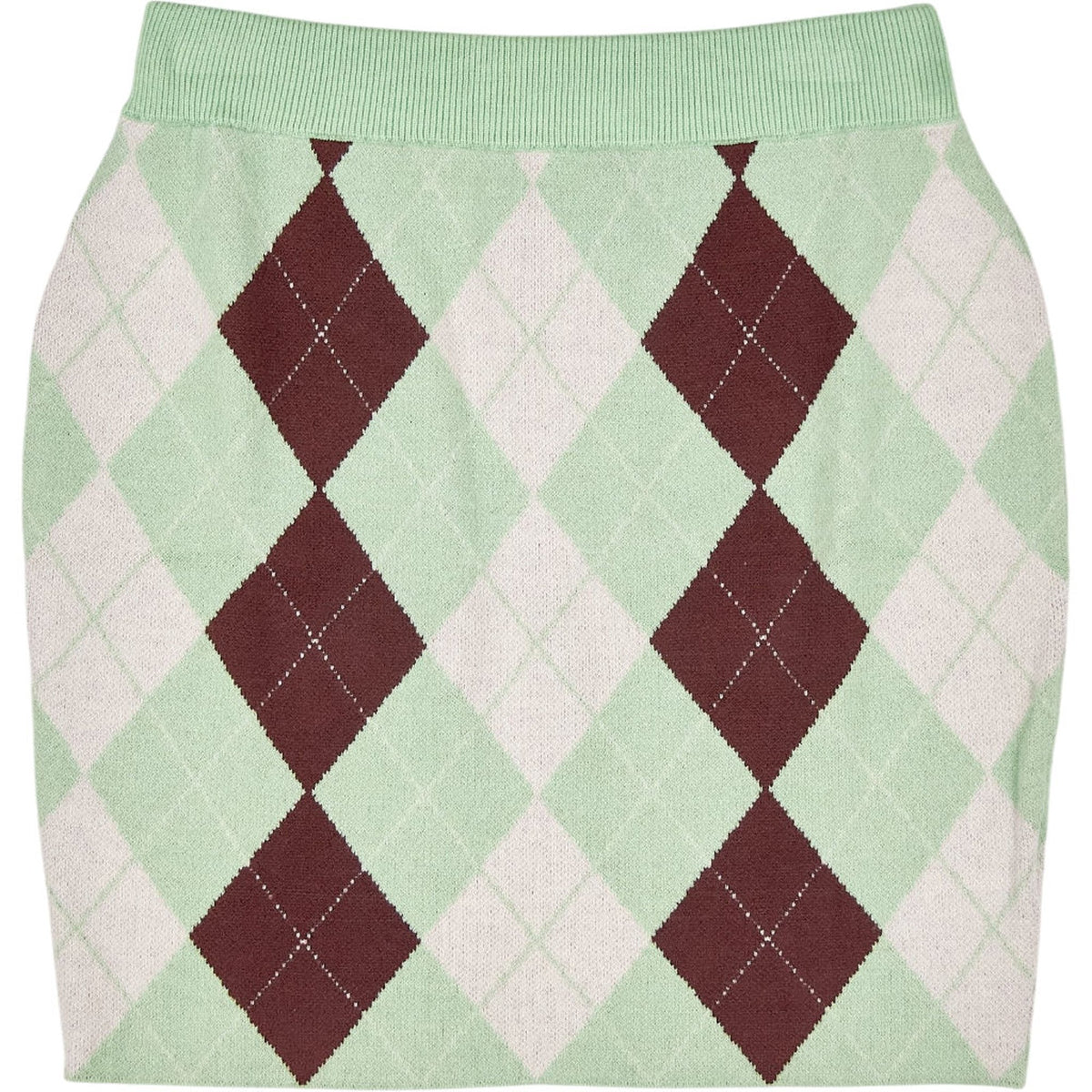 Motel Green Argyle Knit Skirt