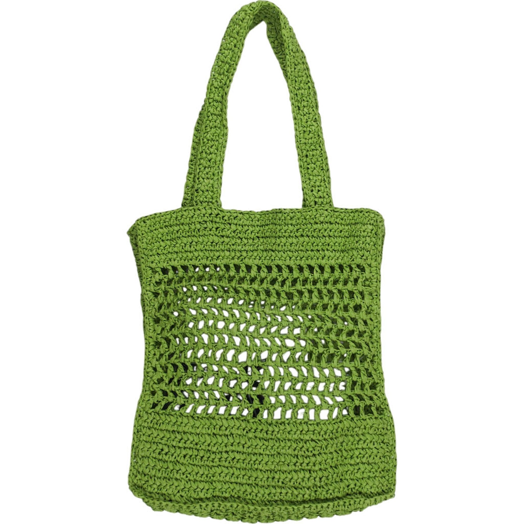 OMNES Green Crochet Tote Bag