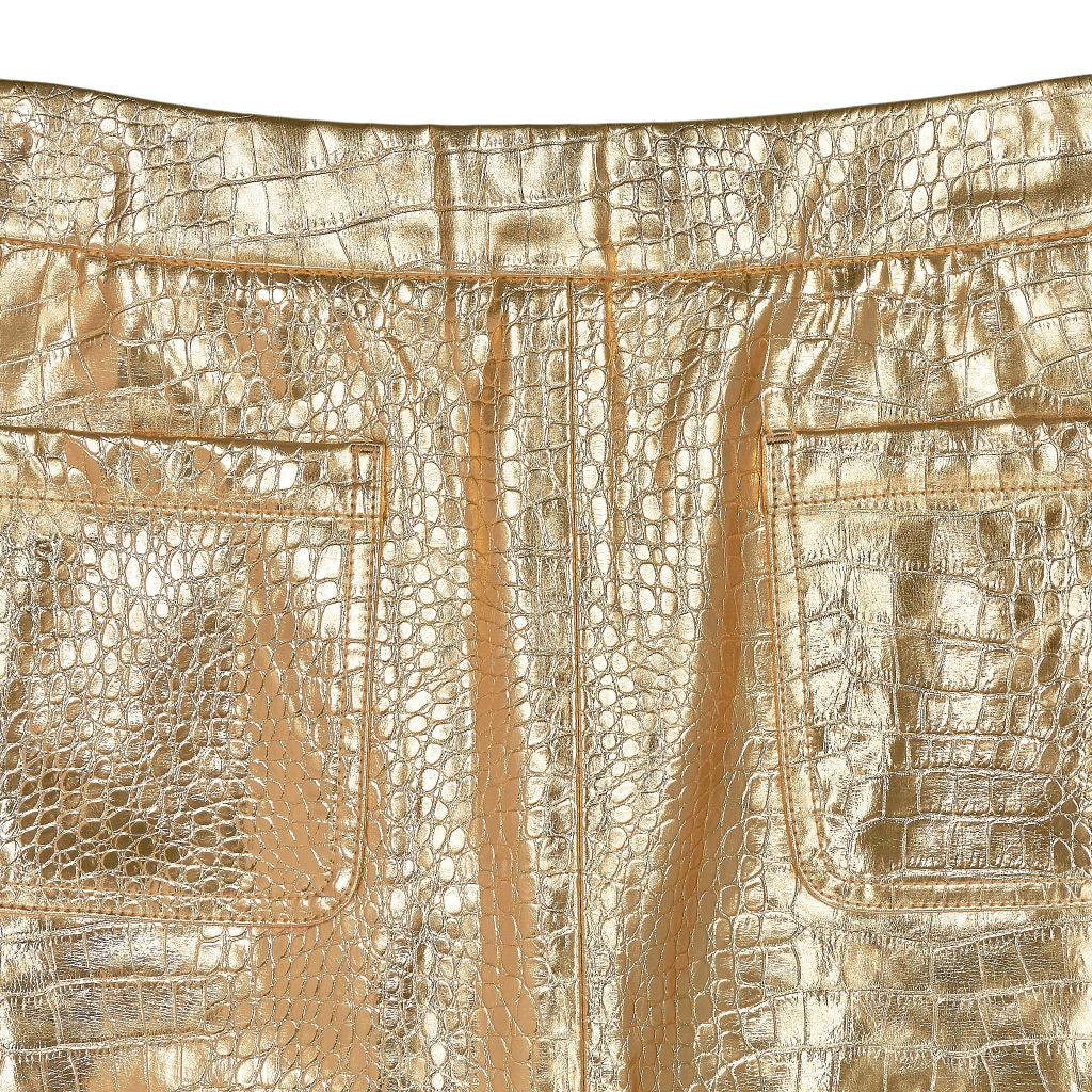 Wyse Gold Faux Leather Skirt UK 8