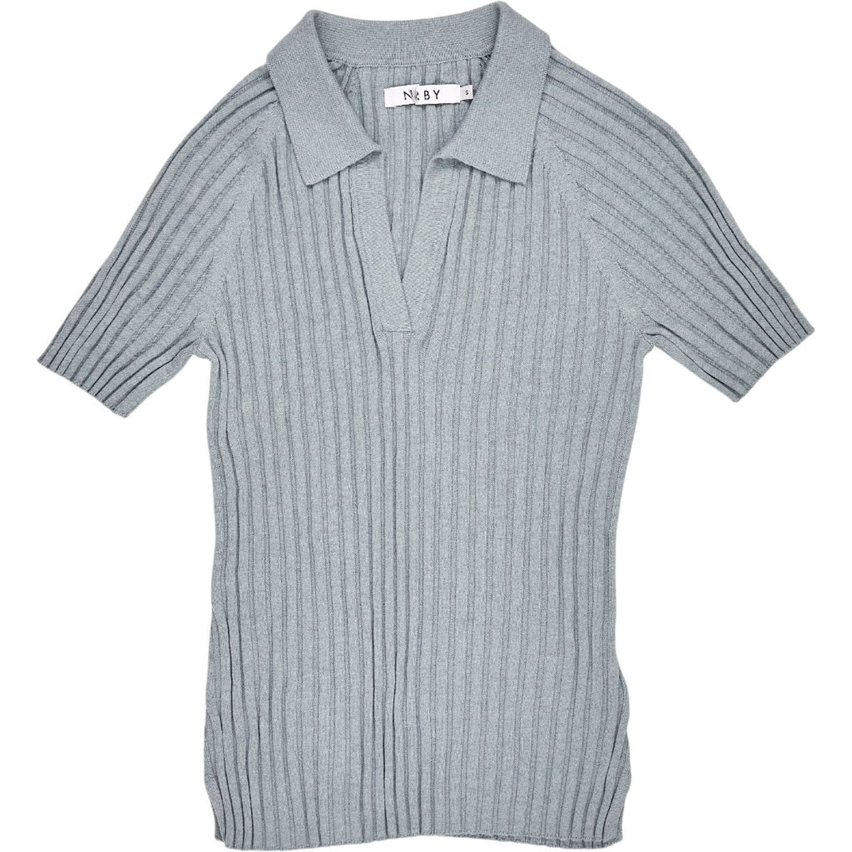 NRBY Blue Ribbed Knit Polo Top