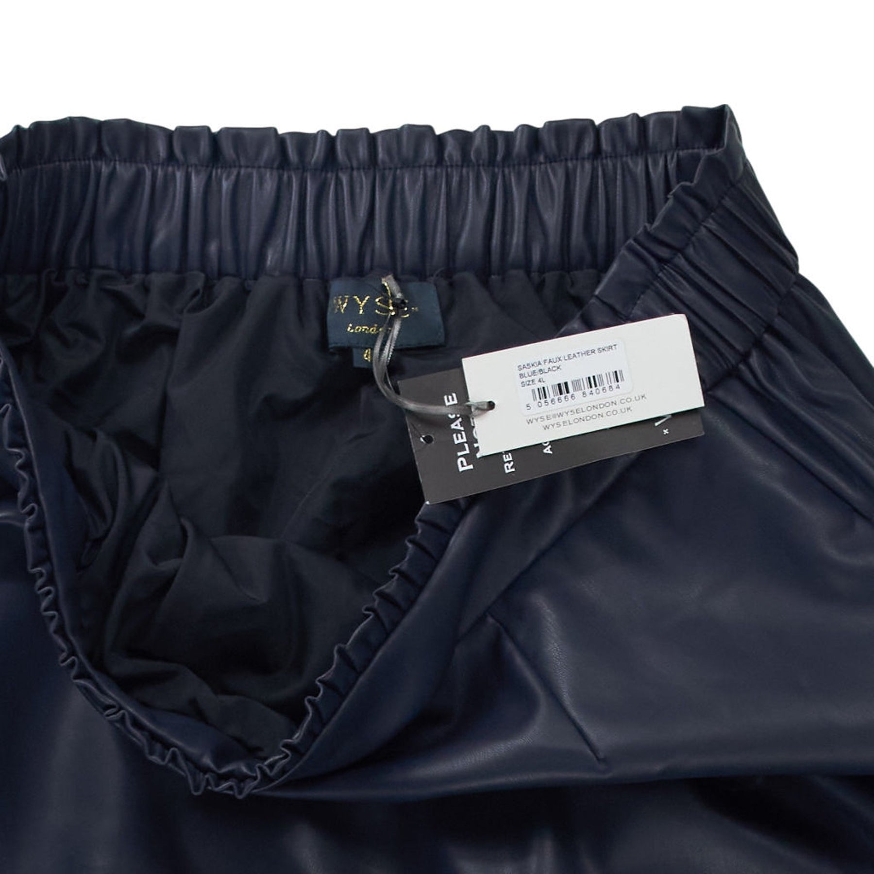 Wyse Blue Faux Leather Saskia Skirt
