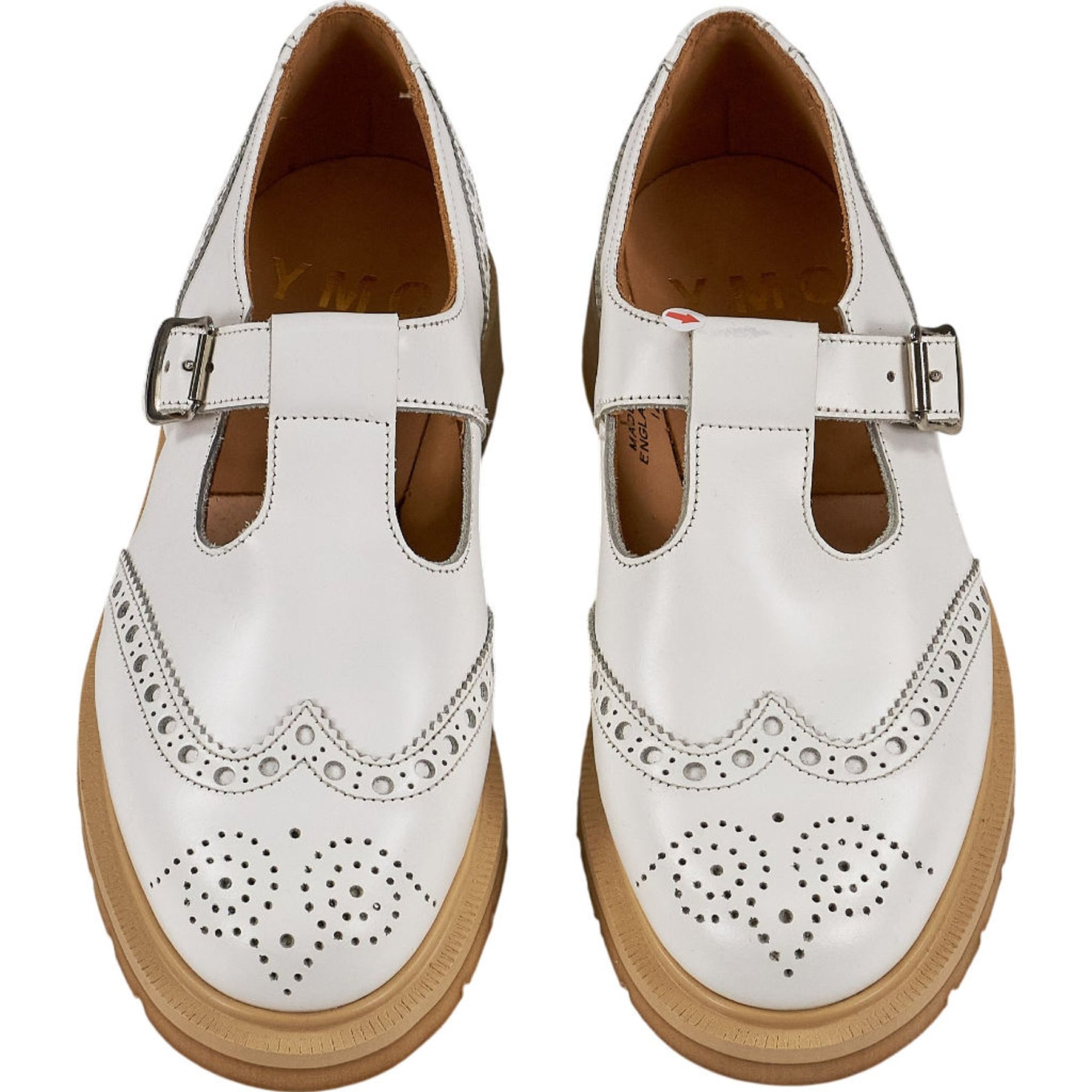 YMC White Leather Buckle Shoes