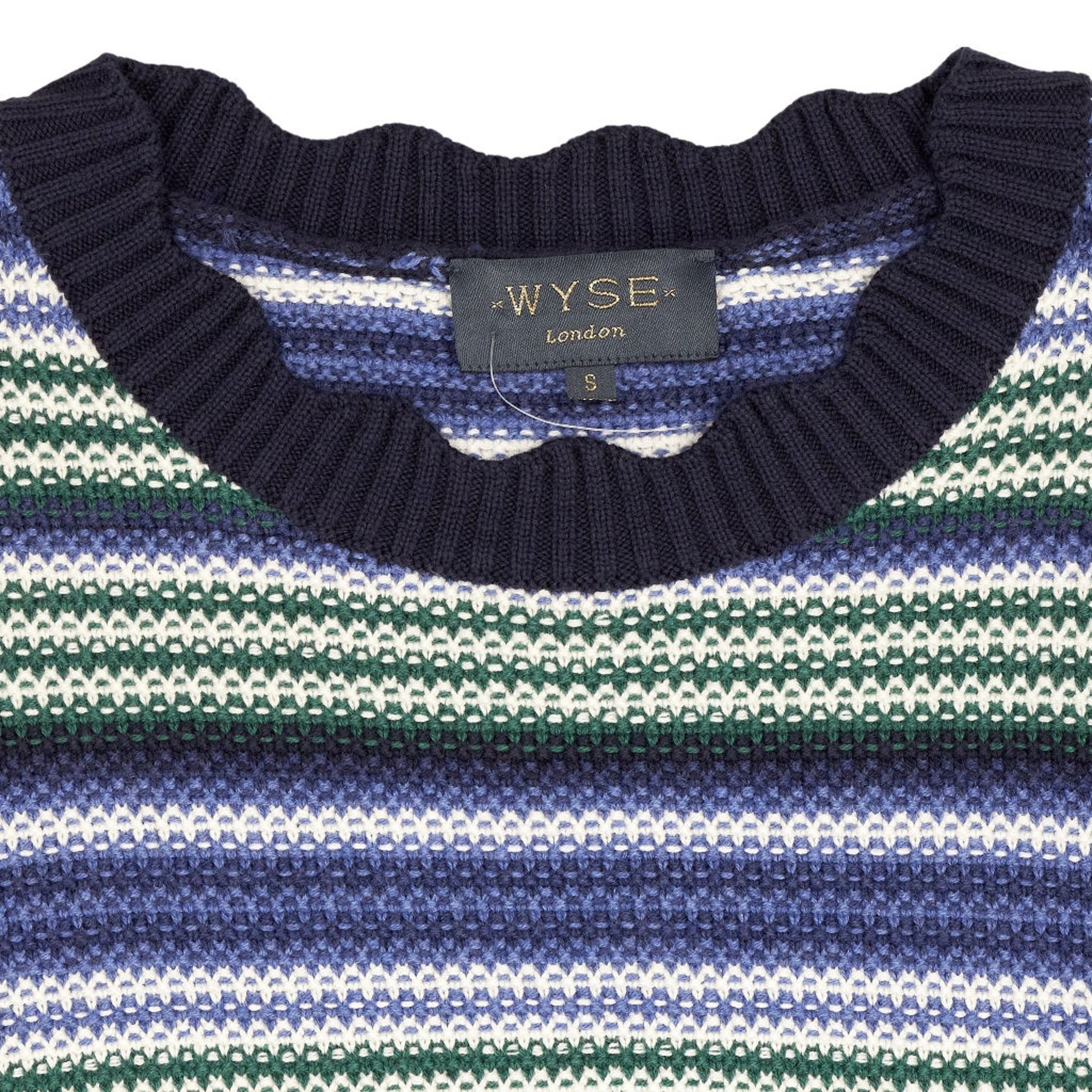Wyse Blue Multi Stripe Knit Tee S