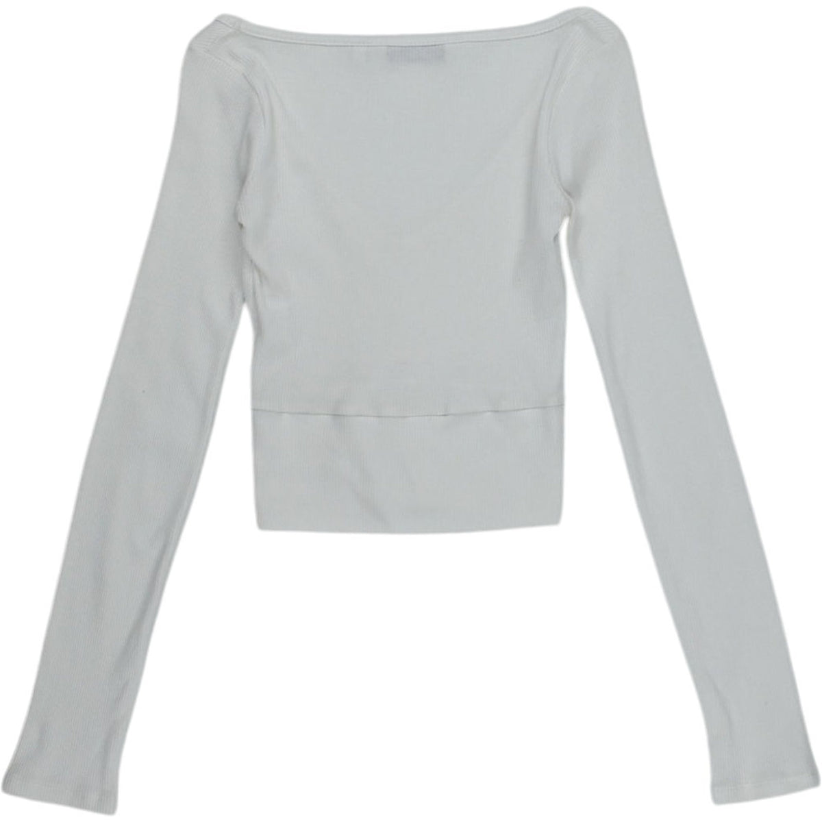 OMNES White Ribbed Cropped Top