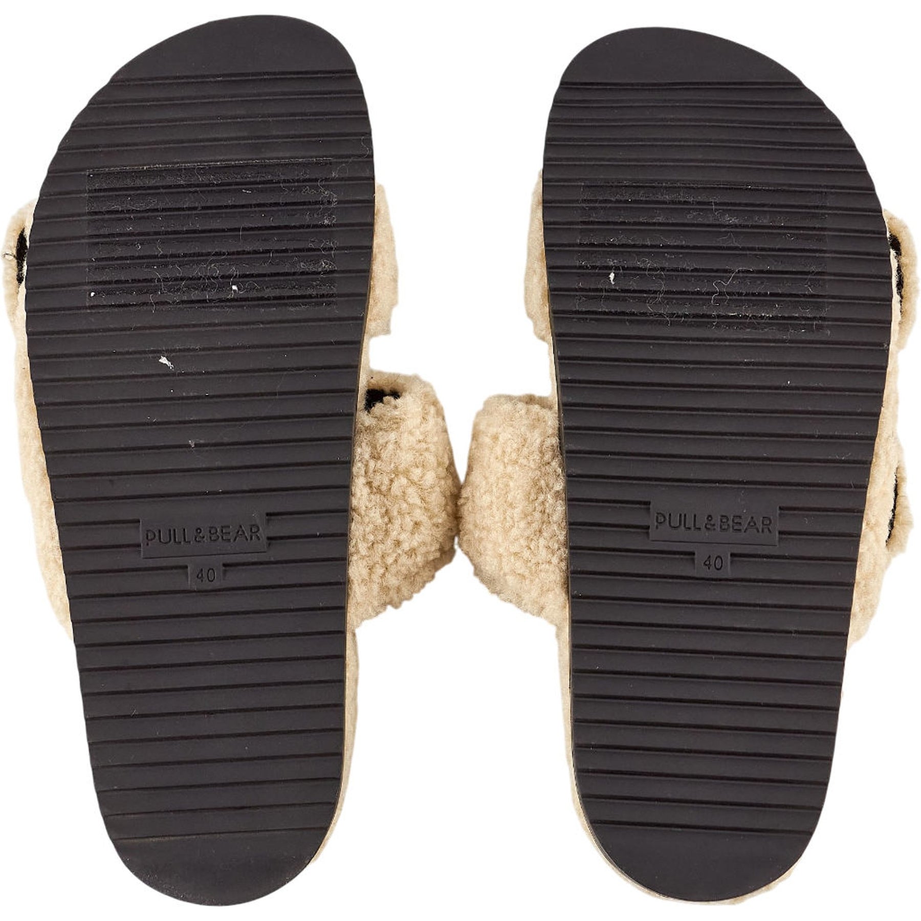 Pull & Bear Beige Faux Fur Sandals EU 40