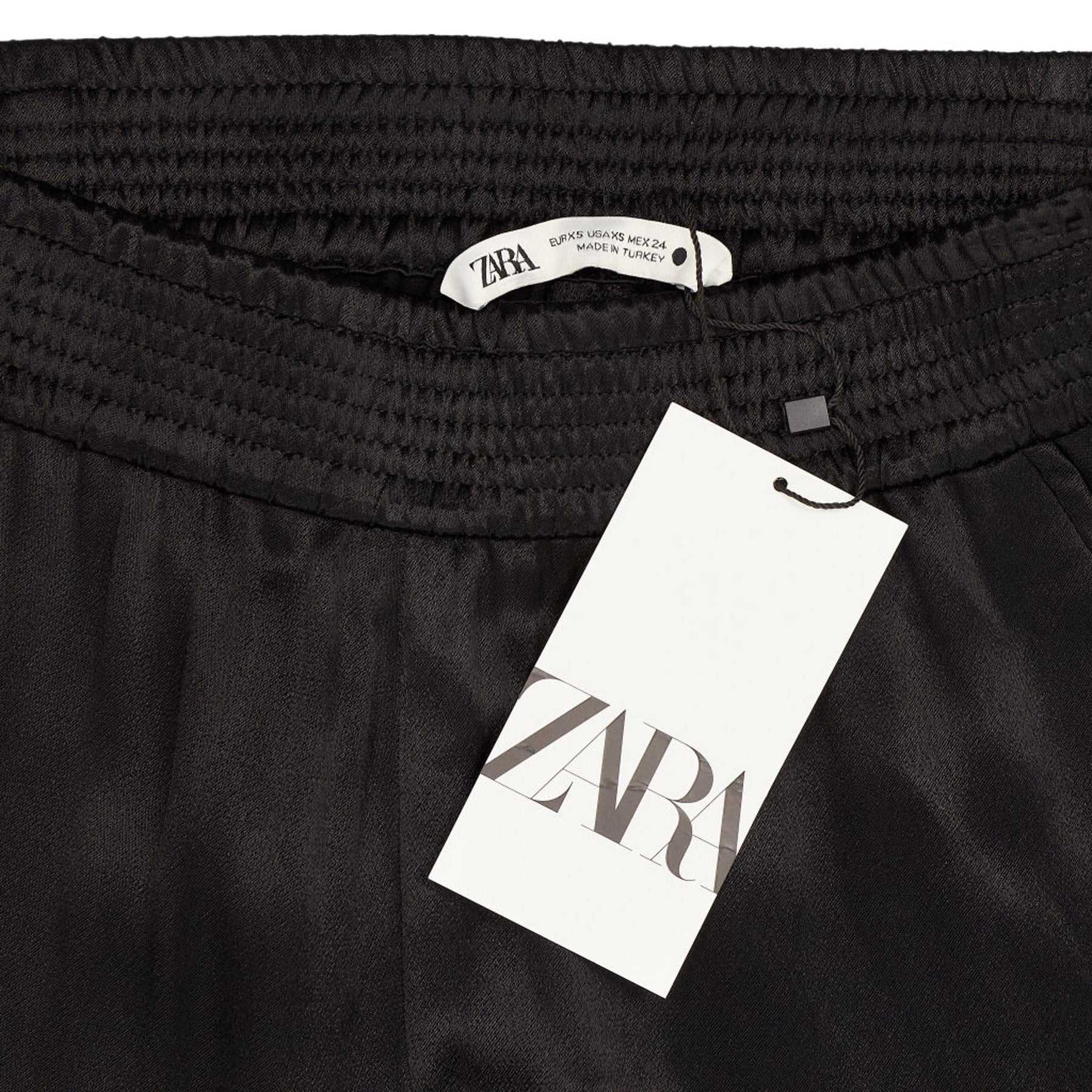Zara Black Satin Joggers XS