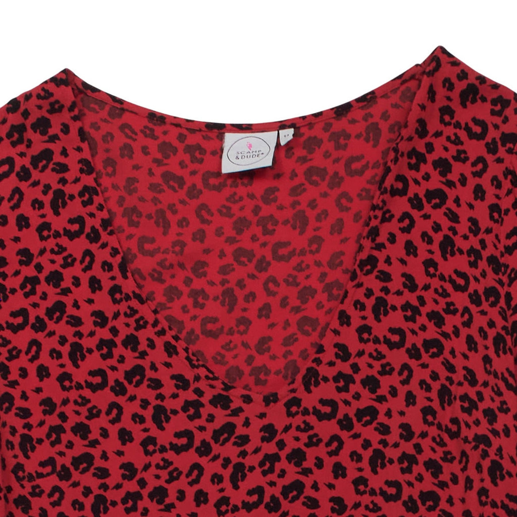 Scamp & Dude Red Leopard Print Midi Dress
